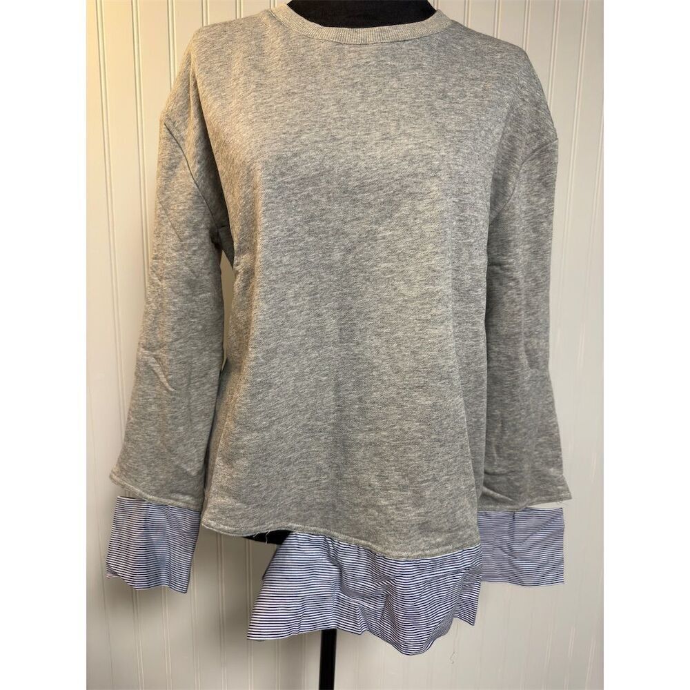 EVIDNT Los Angeles Women's Gray Striped‎ Long Sleeve Sweatshirt Size S